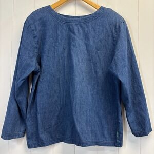 Vintage Gene Ewing Bis Womens 80s Classic Wrinkled Rich Denim Top Size L Western